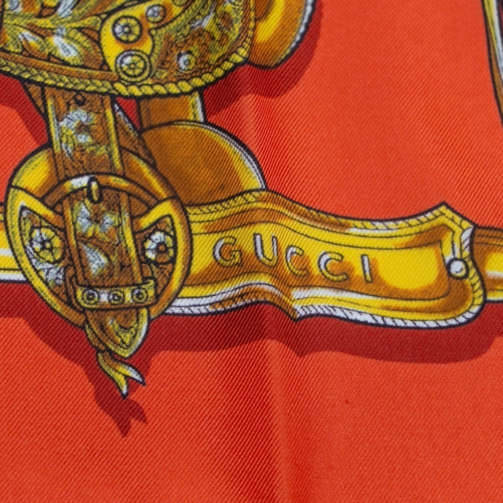 Gucci Orange Silk Scarf 590472 In Size 90x90