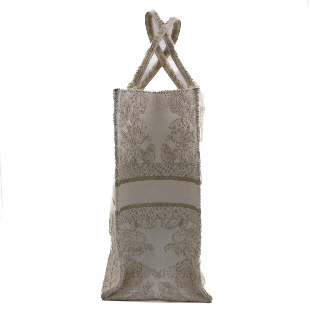 Christian Dior Toile De Jouy Embroided Canvas Large Book Tote