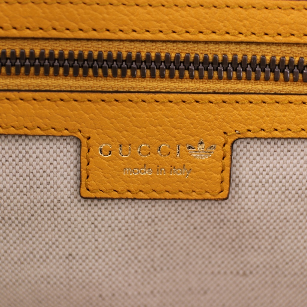 Gucci x Adidas Travel Bag Duffle Yellow And Brown Leather 702422