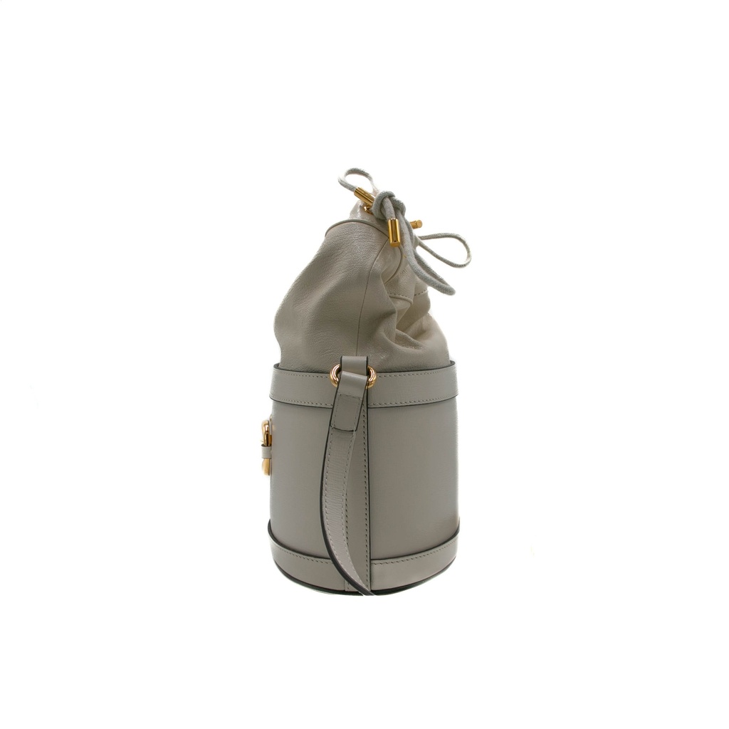 Gucci 1955 Horsebit White Leather Bucket Bag 602118