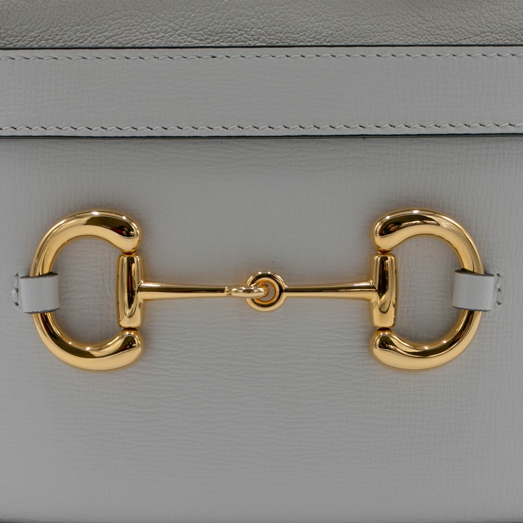 Gucci 1955 Horsebit White Leather Bucket Bag 602118
