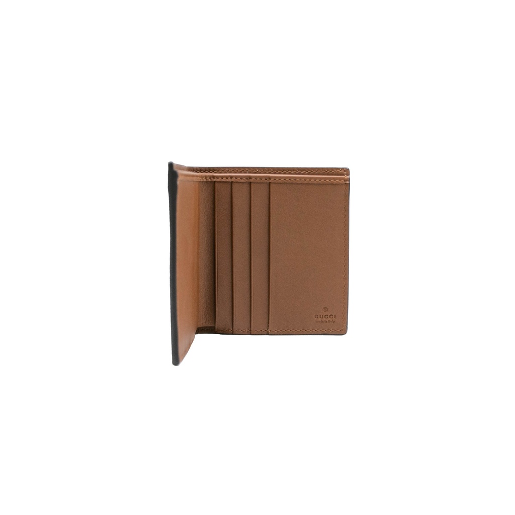 Gucci GG Emblem Bi-Fold Wallet In Brown Fabric 821206