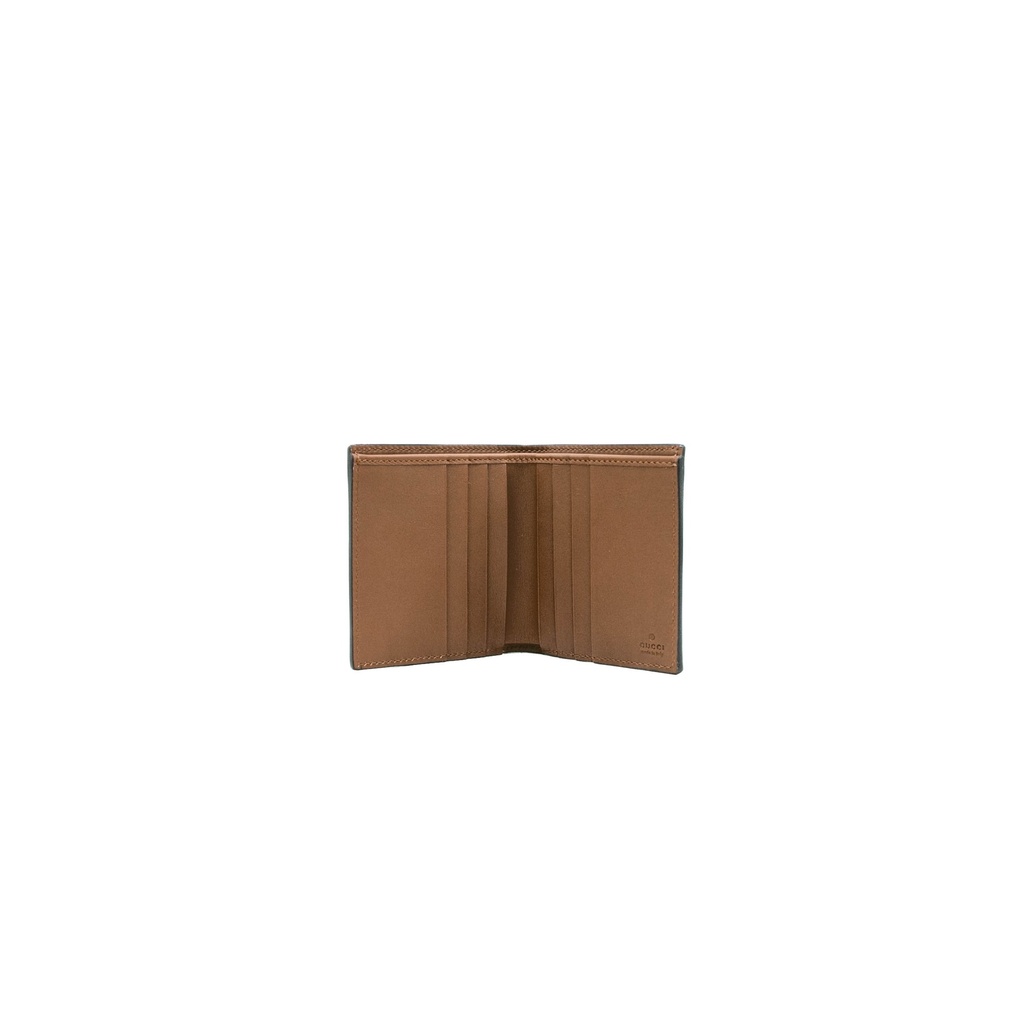 Gucci GG Emblem Bi-Fold Wallet In Brown Fabric 821206