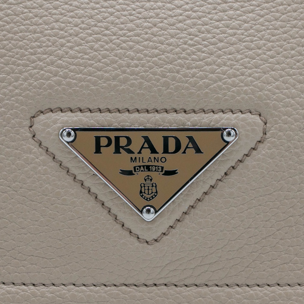 Prada Glace Crossbody Shoulder Bag Beige Leather