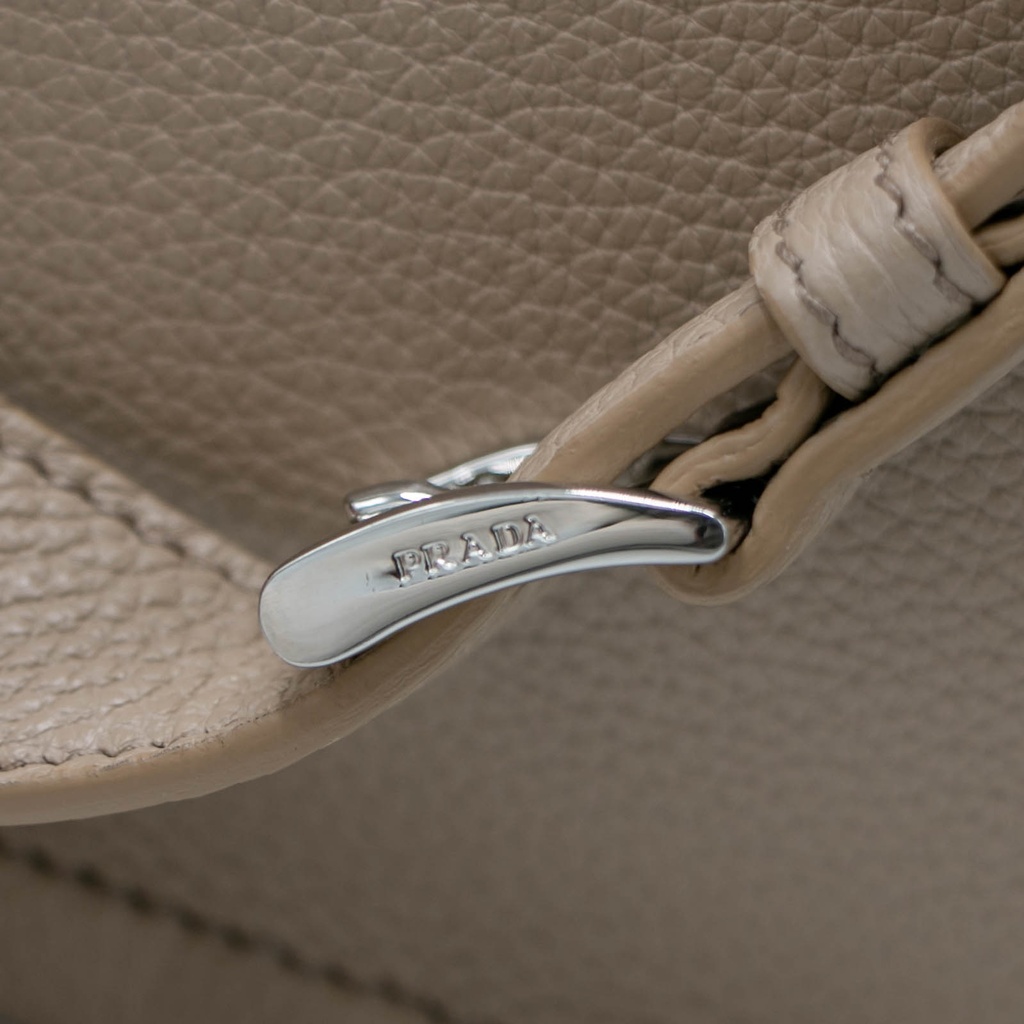 Prada Glace Crossbody Shoulder Bag Beige Leather