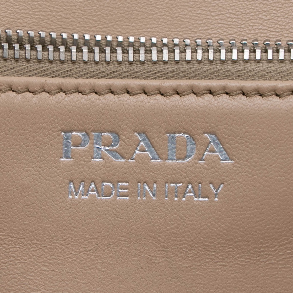 Prada Glace Crossbody Shoulder Bag Beige Leather