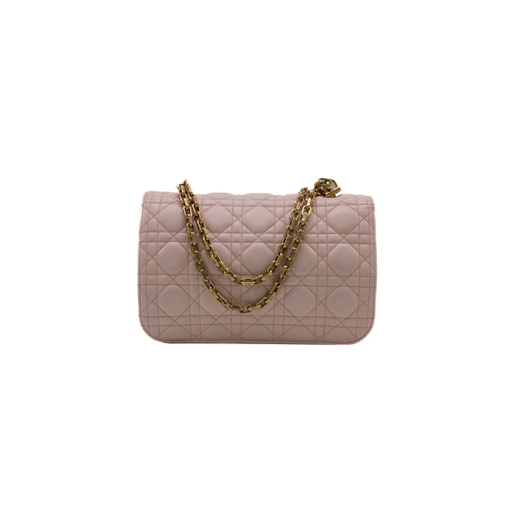 Christian Dior Lambskin Cannage Large Dioraddict Flap Rose Poudre