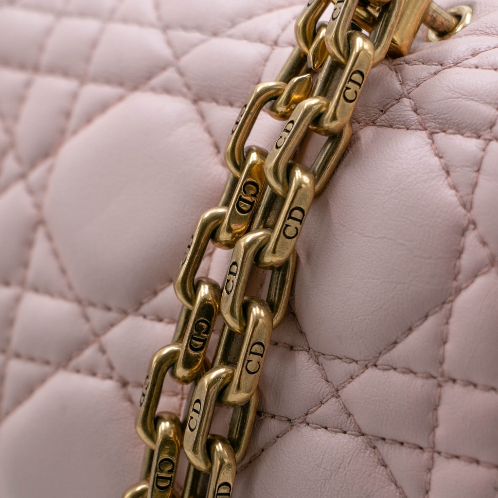 Christian Dior Lambskin Cannage Large Dioraddict Flap Rose Poudre
