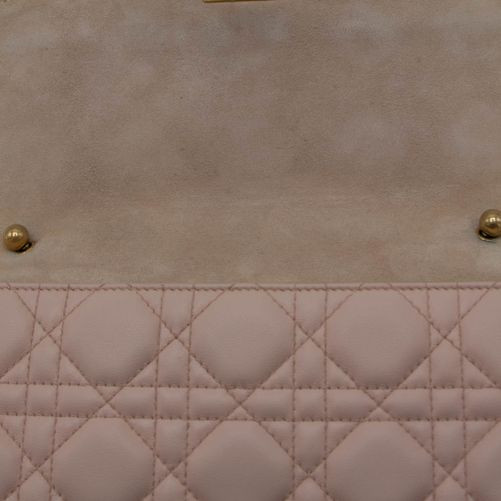 Christian Dior Lambskin Cannage Large Dioraddict Flap Rose Poudre