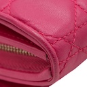 Christian Dior Lambskin Cannage Lady Dior Flap Wallet Pink
