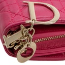 Christian Dior Lambskin Cannage Lady Dior Flap Wallet Pink
