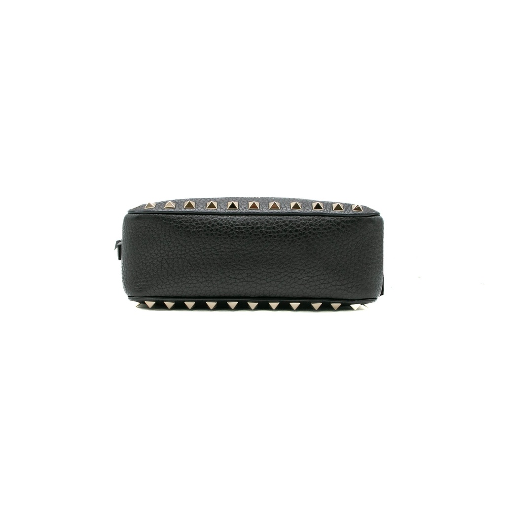 Valentino Garavani Grained Calfskin Rockstud Crossbody Bag Black