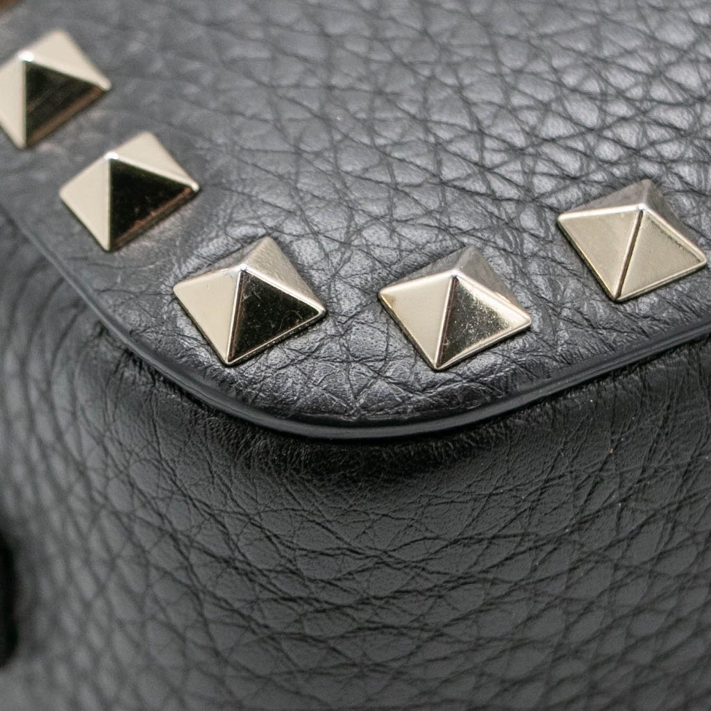 Valentino Garavani Grained Calfskin Rockstud Crossbody Bag Black