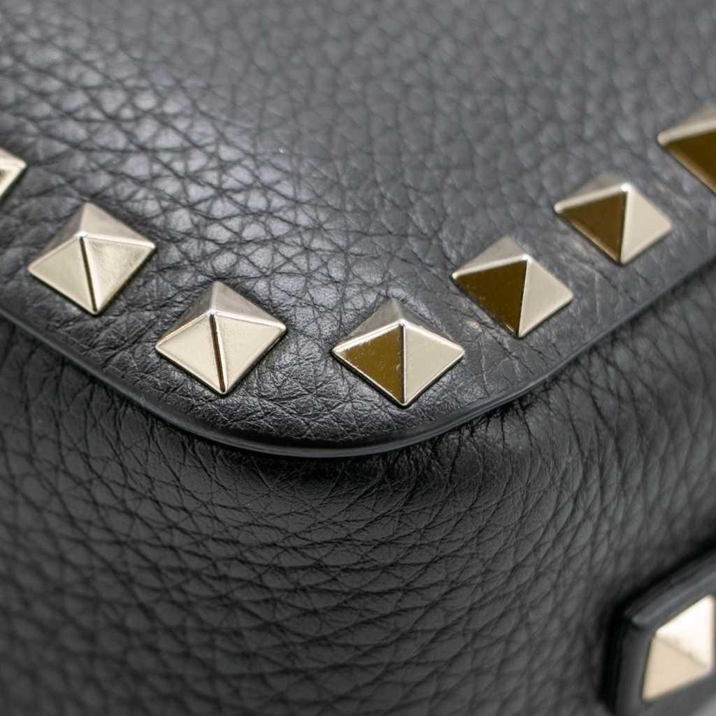 Valentino Garavani Grained Calfskin Rockstud Crossbody Bag Black