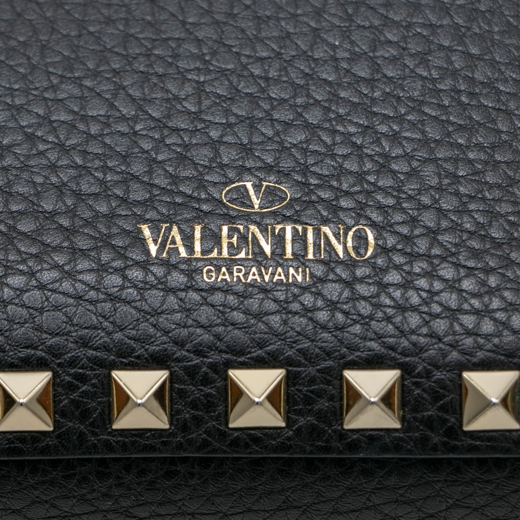Valentino Garavani Grained Calfskin Rockstud Crossbody Bag Black
