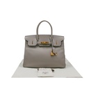 Hermes Birkin 30 Grey Togo Gold Hardware Year 2018 Like New