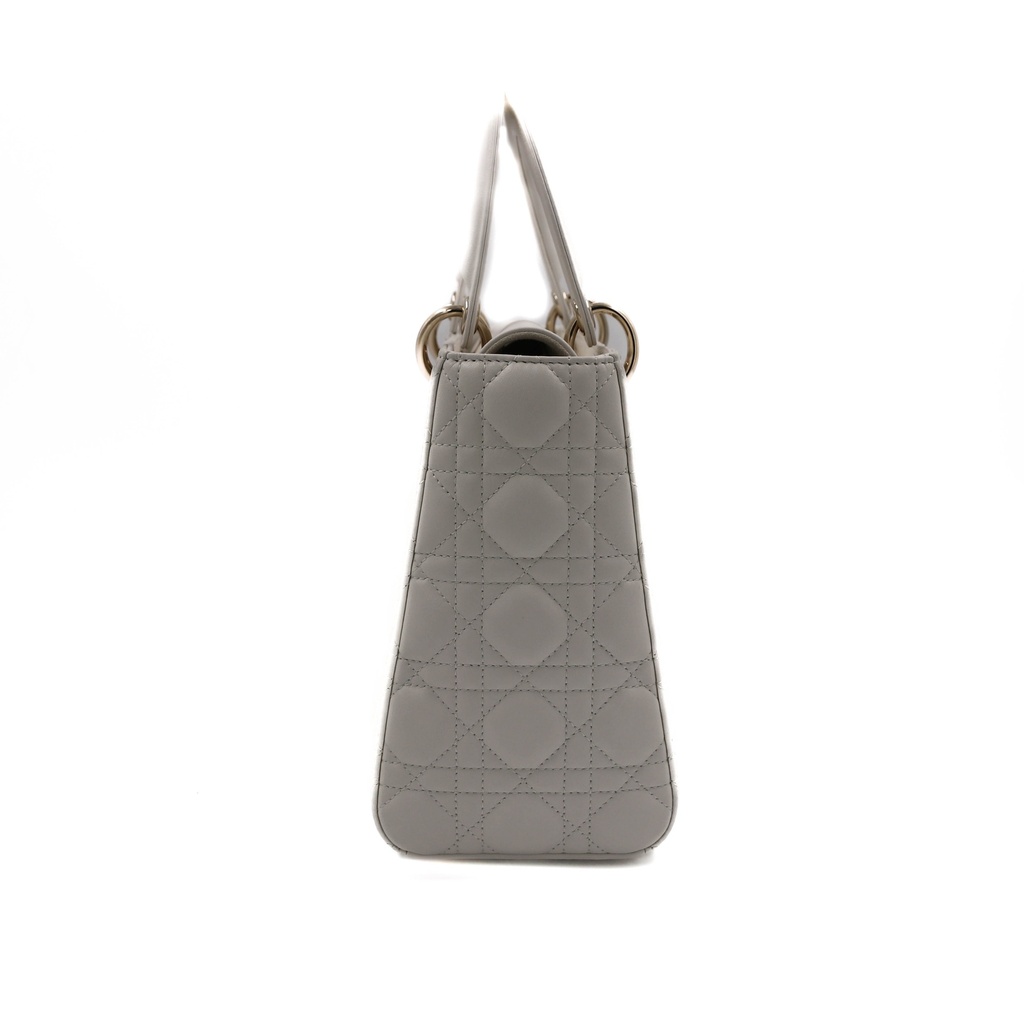 Christian Dior Lady Dior Cannage Leather Handbag White