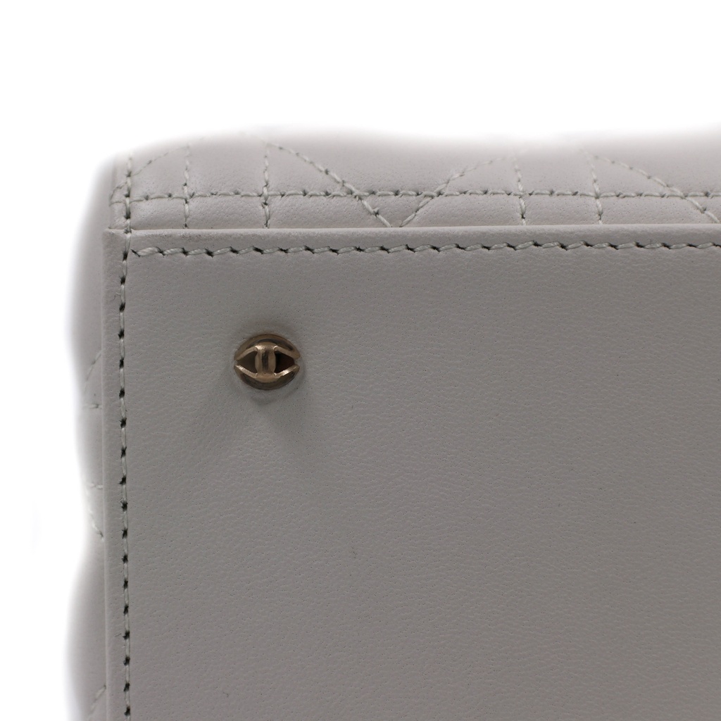 Christian Dior Lady Dior Cannage Leather Handbag White