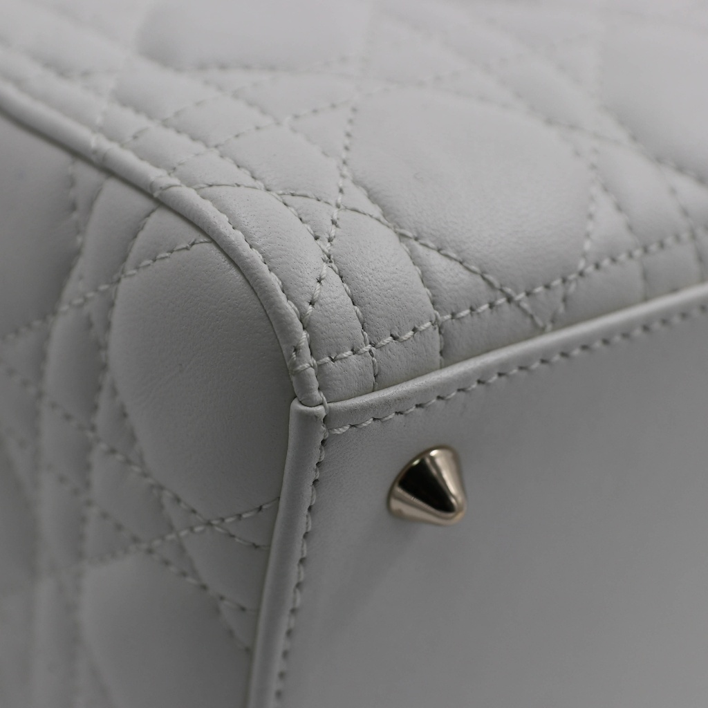 Christian Dior Lady Dior Cannage Leather Handbag White