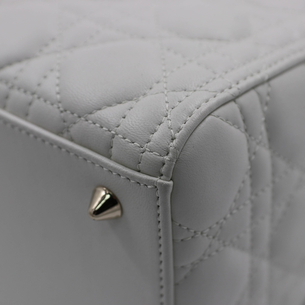 Christian Dior Lady Dior Cannage Leather Handbag White