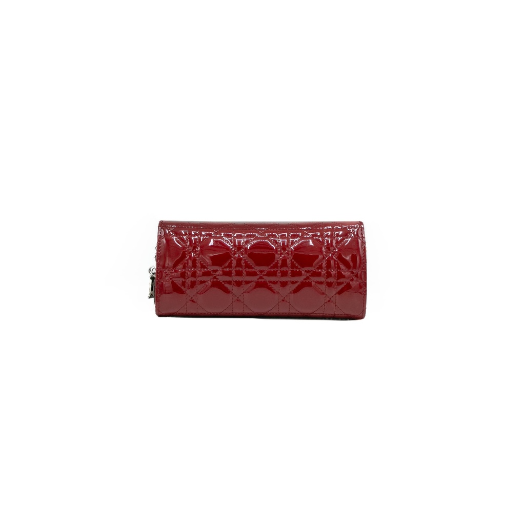 Christian Dior Patent Cannage Lady Dior Wallet On Chain