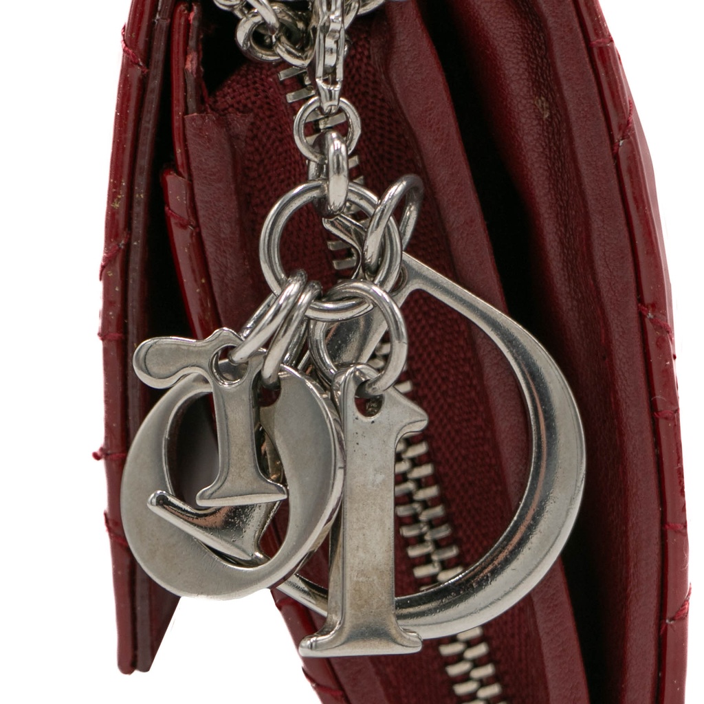 Christian Dior Patent Cannage Lady Dior Wallet On Chain