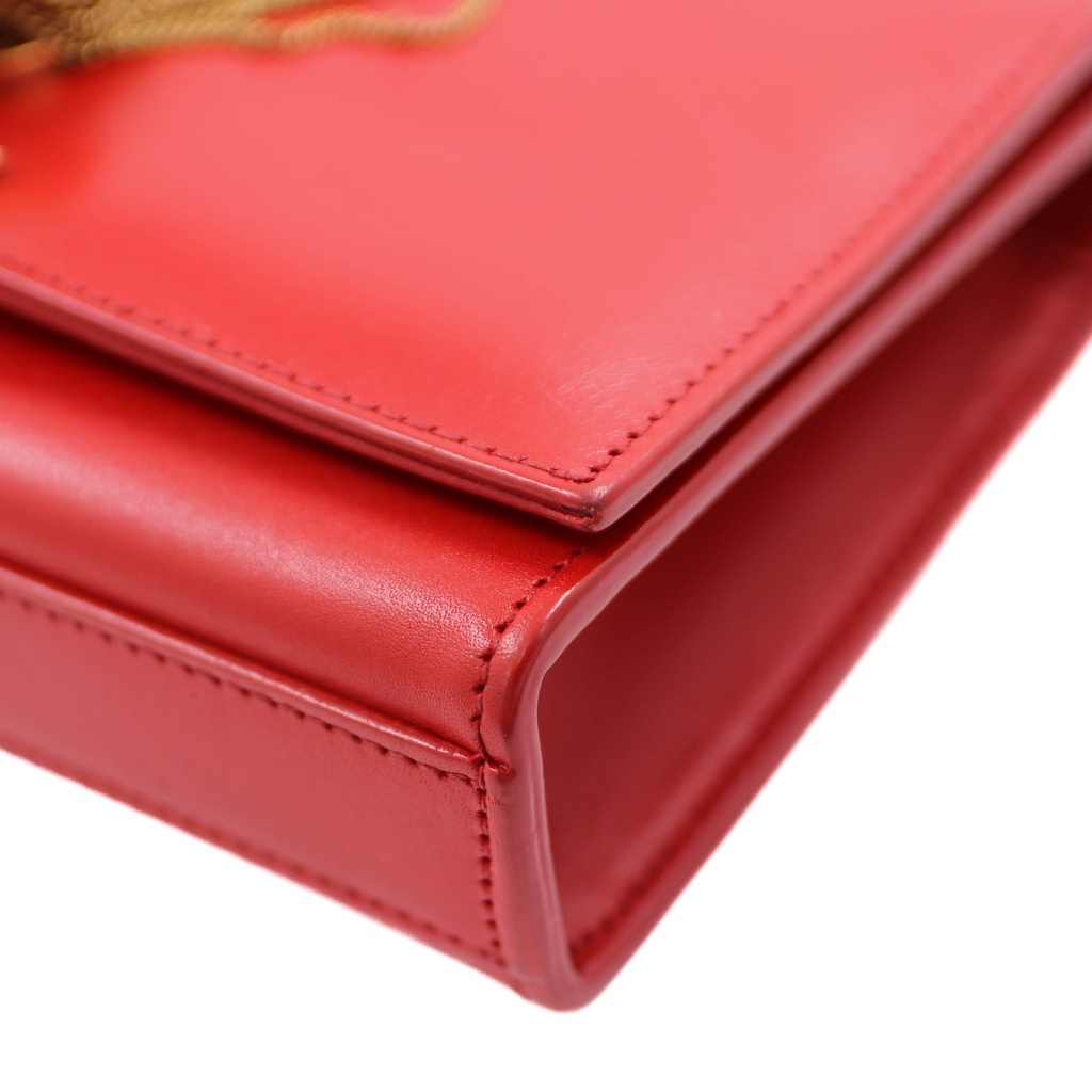 Saint Laurent Calfskin Medium Classic Monogram Kate Tassel Satchel Red