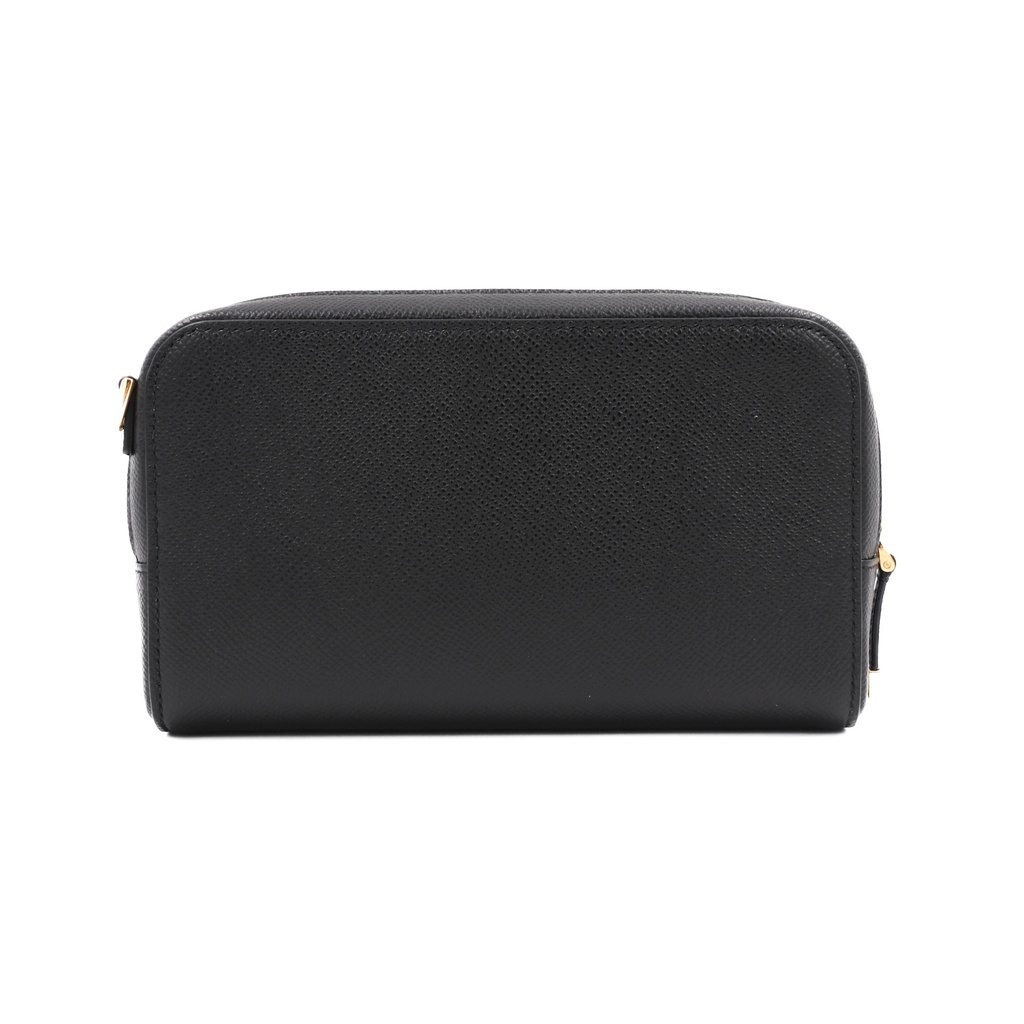 Christian Dior Grained Calfskin Caro Double Pouch Black