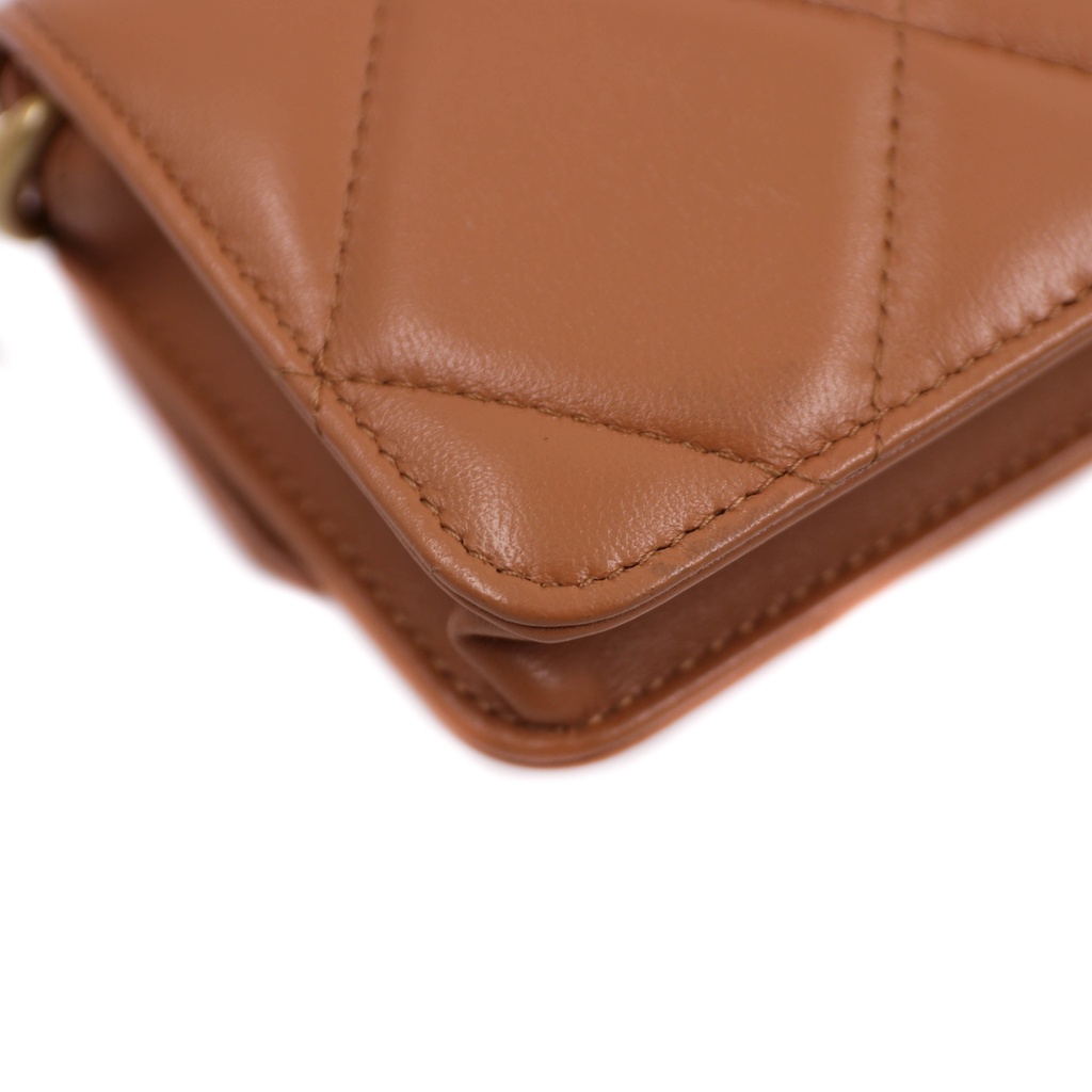 Chanel Lambskin Quilted Chanel 19 Flap Belt Bag Brown