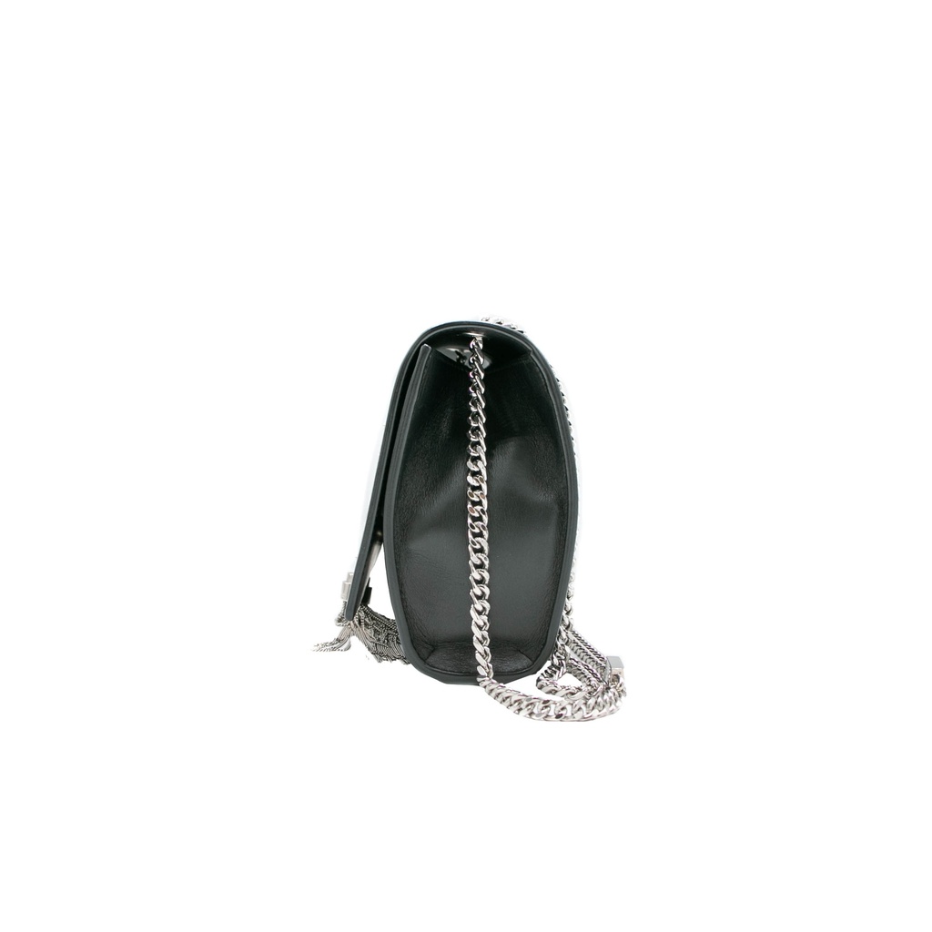 Saint Laurent Smooth Calfskin Medium Monogram Kate Tassel Satchel Black