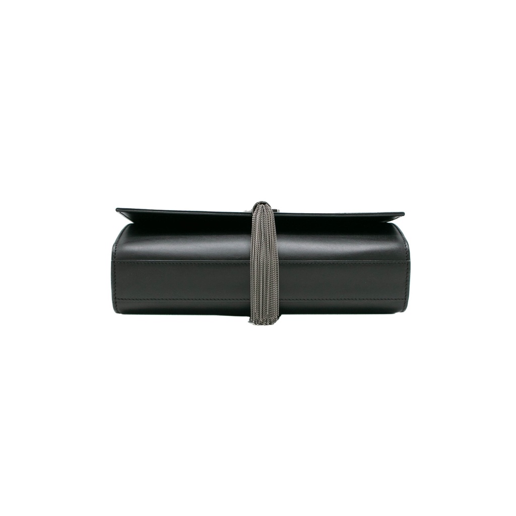 Saint Laurent Smooth Calfskin Medium Monogram Kate Tassel Satchel Black