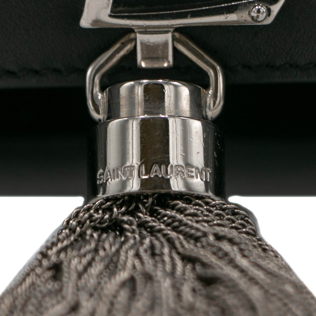 Saint Laurent Smooth Calfskin Medium Monogram Kate Tassel Satchel Black