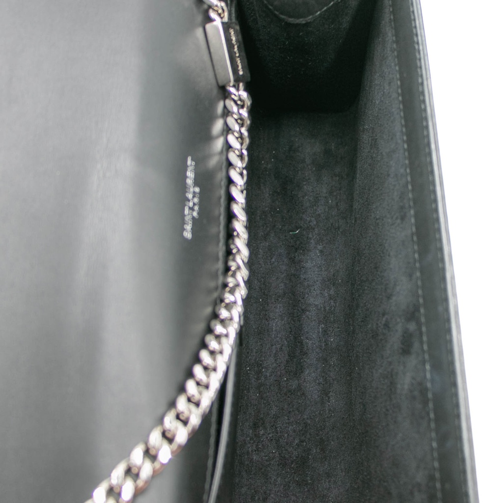 Saint Laurent Smooth Calfskin Medium Monogram Kate Tassel Satchel Black