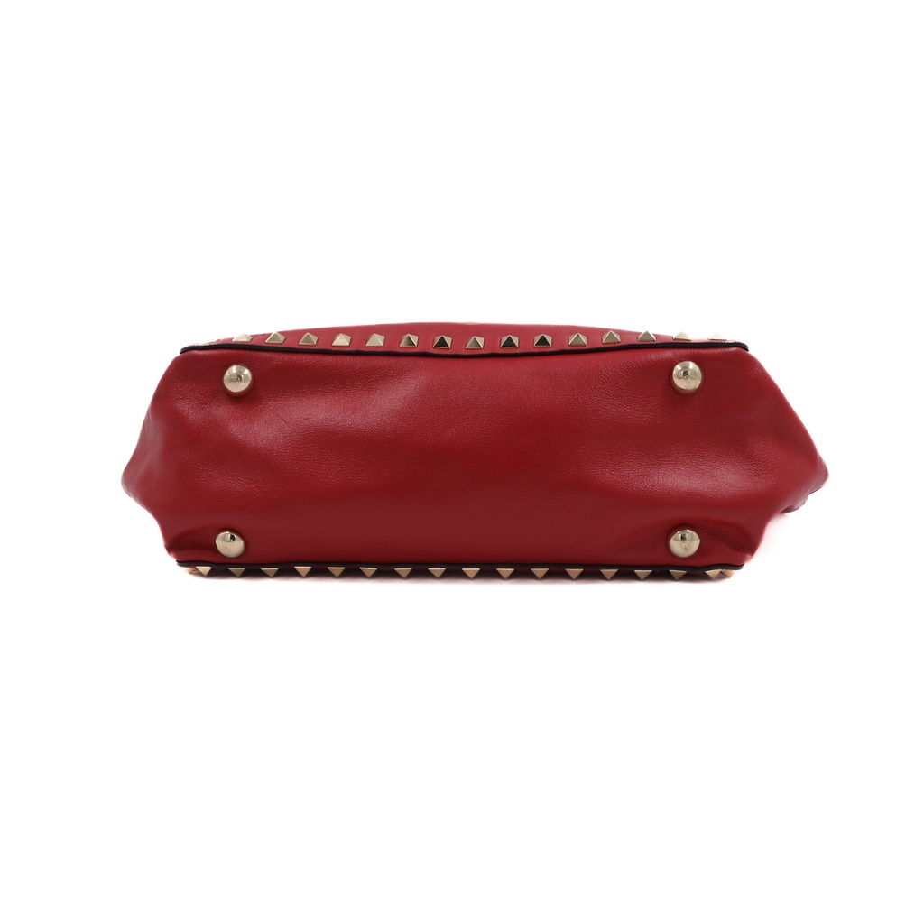 Valentino Garavani Vitello Small Rockstud Tote Rosso Valentino