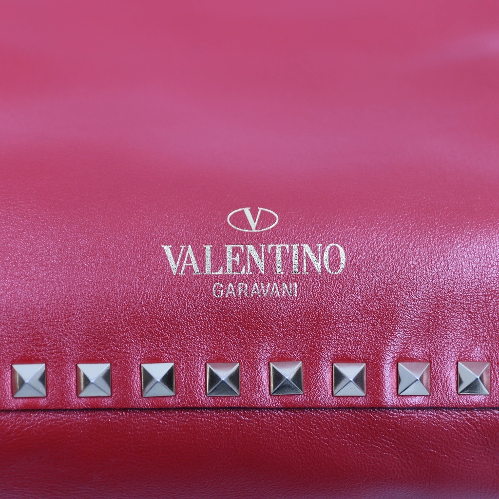 Valentino Garavani Vitello Small Rockstud Tote Rosso Valentino