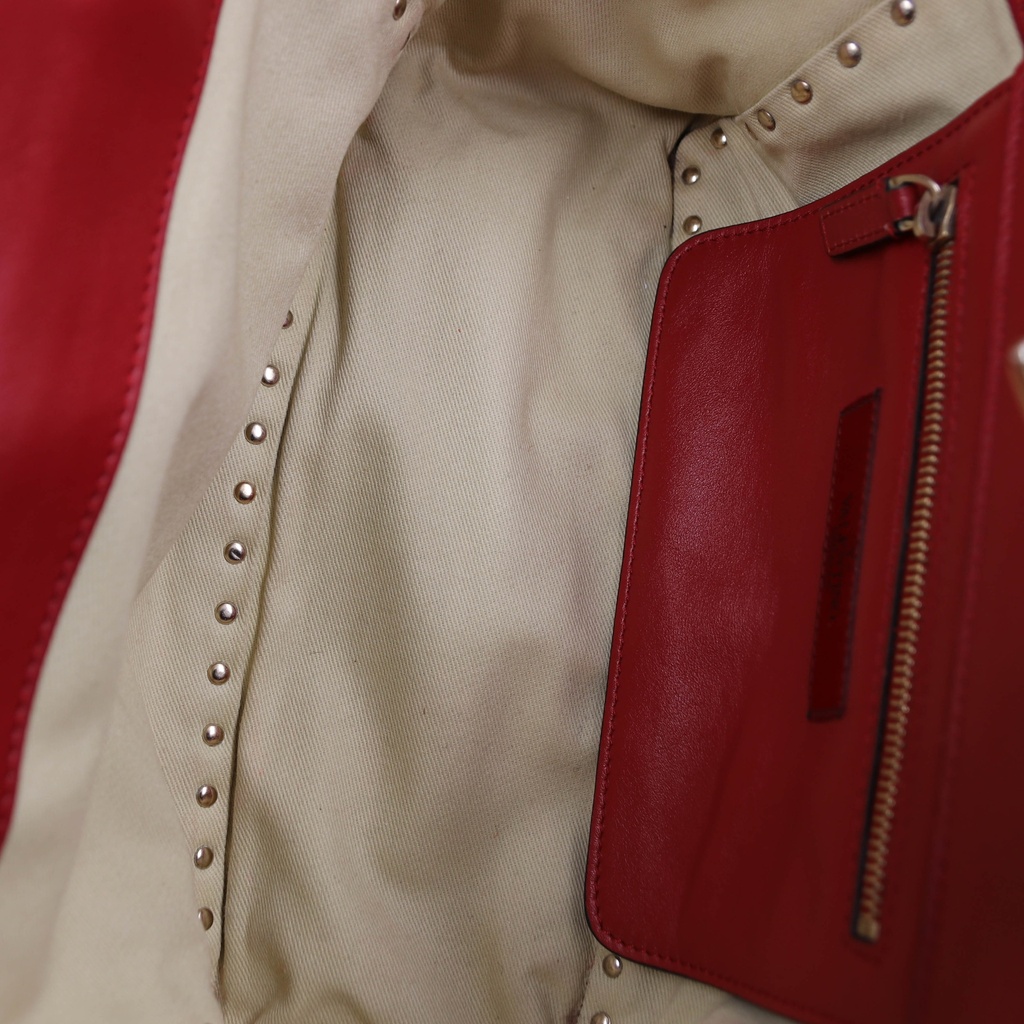 Valentino Garavani Vitello Small Rockstud Tote Rosso Valentino