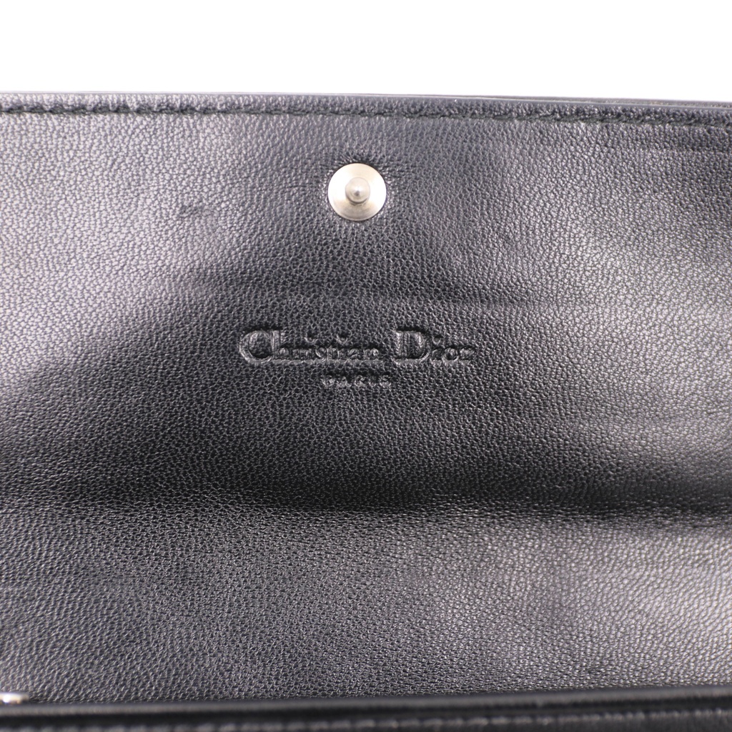Christian Dior Lambskin Cannage Lady Dior Wallet On Chain Black