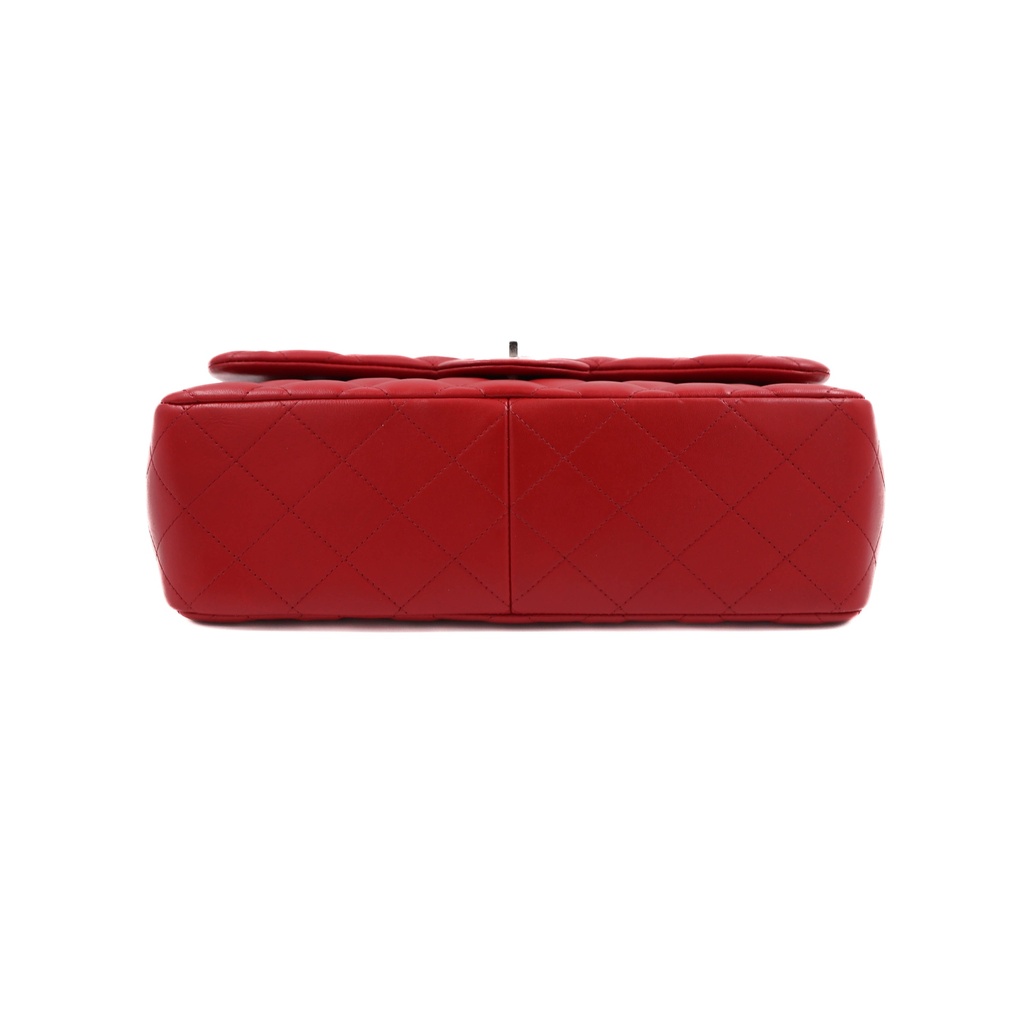 Chanel Caviar Quilted Jumbo Double Flap Red Bag