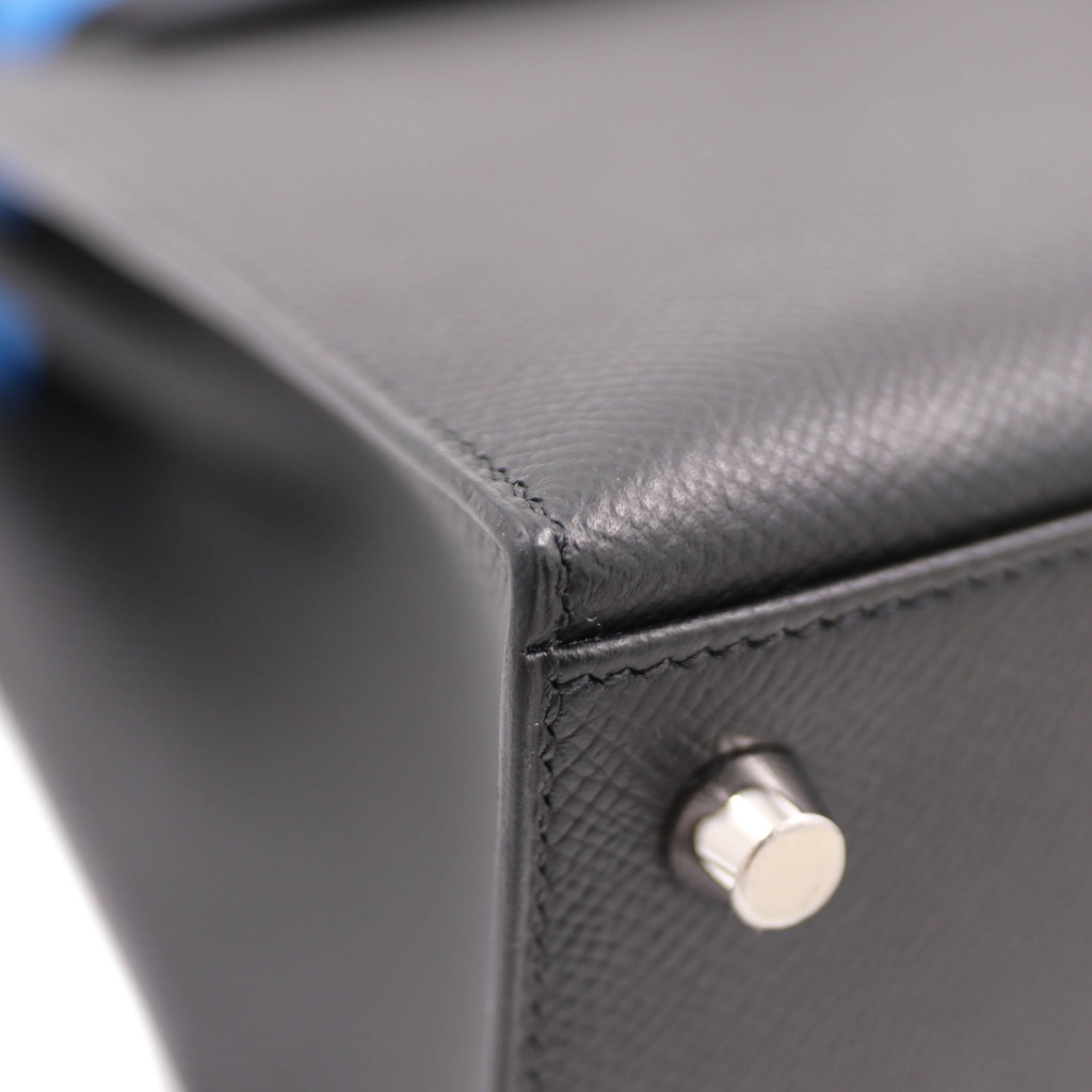 Hermes Kelly 25 Epsom Silver Hardware Black and Blue Year 2024 New