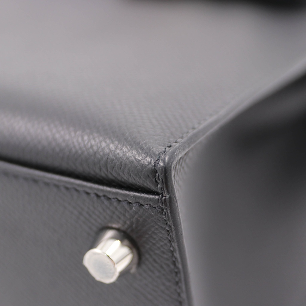 Hermes Kelly 25 Epsom Silver Hardware Black and Blue Year 2024 New