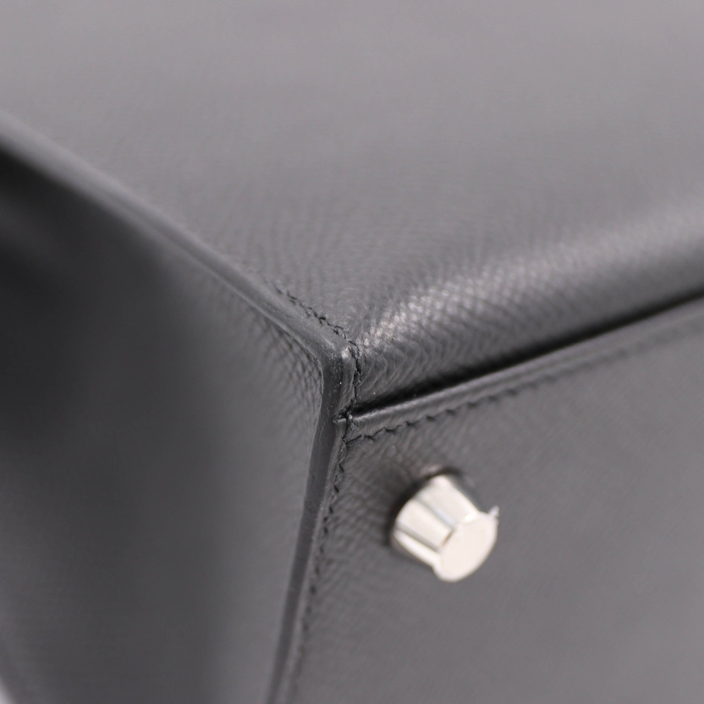 Hermes Kelly 25 Epsom Silver Hardware Black and Blue Year 2024 New