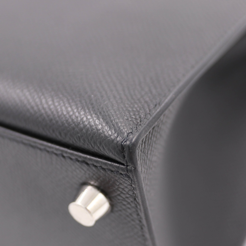 Hermes Kelly 25 Epsom Silver Hardware Black and Blue Year 2024 New