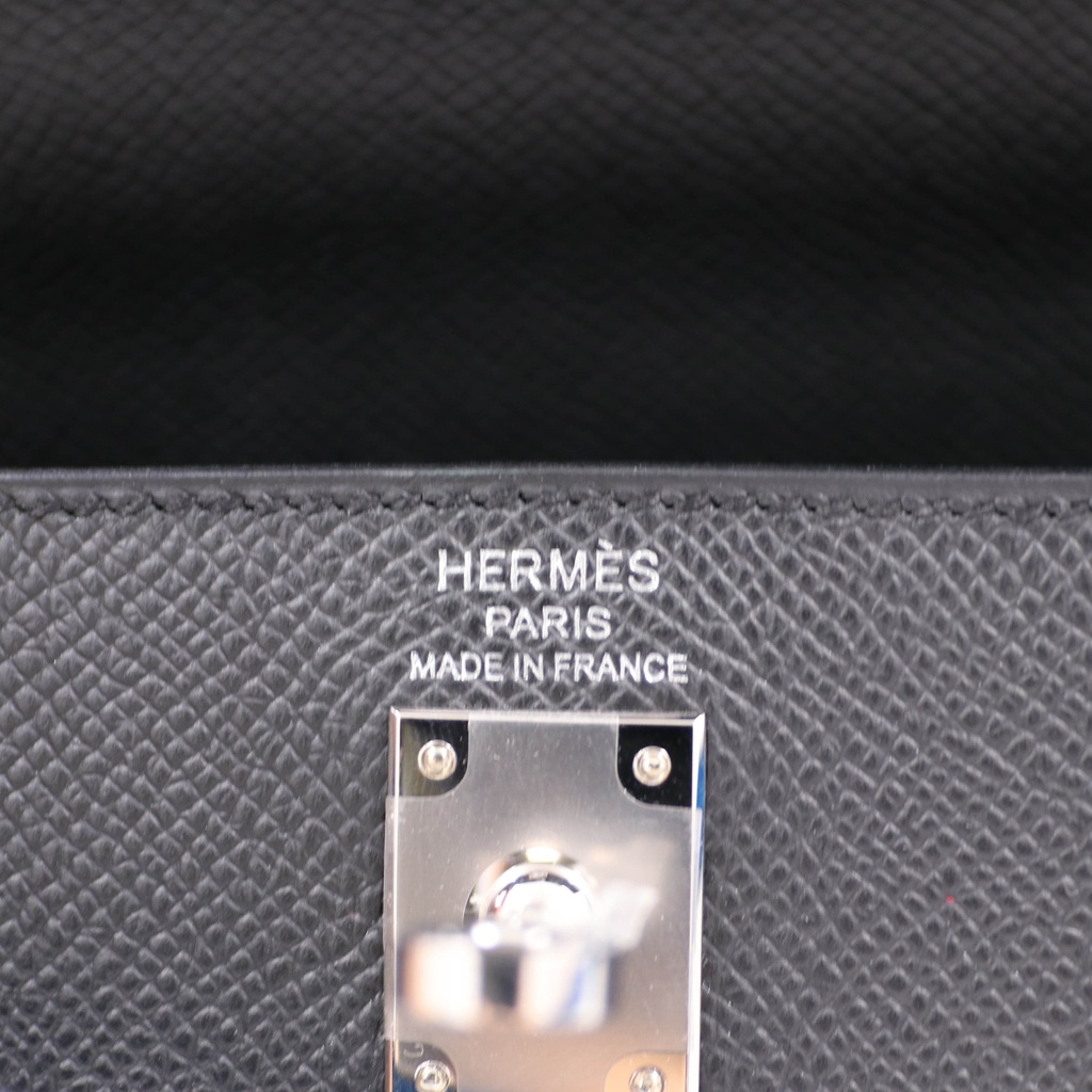 Hermes Kelly 25 Epsom Silver Hardware Black and Blue Year 2024 New