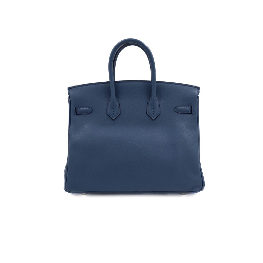 Hermes Birkin 25 Swift Leather Blue Year 2016 Lock and Keys Like New