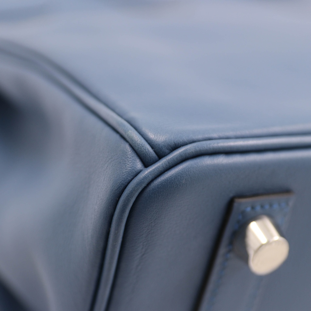 Hermes Birkin 25 Swift Leather Blue Year 2016 Lock and Keys Like New