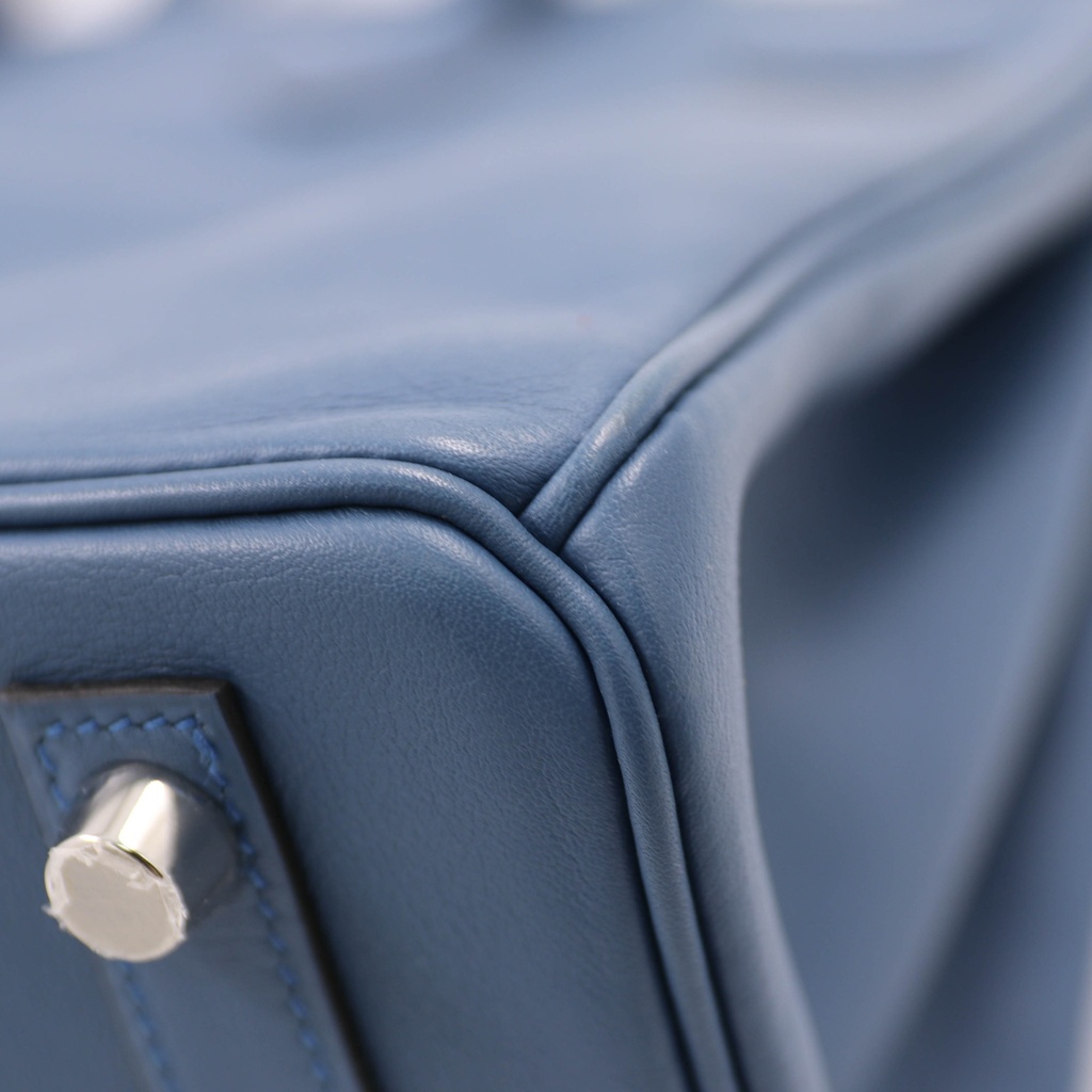 Hermes Birkin 25 Swift Leather Blue Year 2016 Lock and Keys Like New