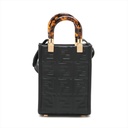 Fendi Zucca Sunshine Shopper Small Leather 2 Way Handbag Black 8BS051
