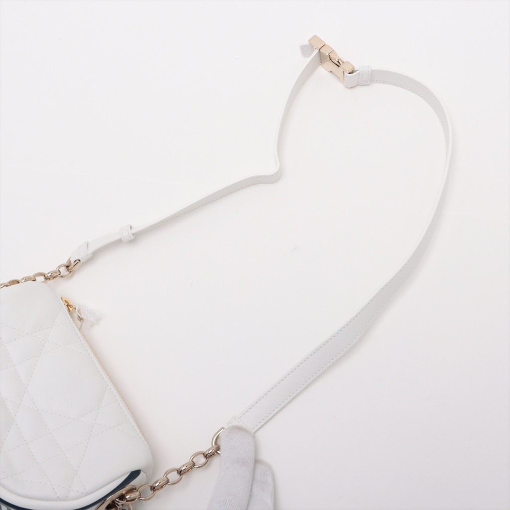 Christian Dior Vaib Leather 2 Way Shoulder Bag White