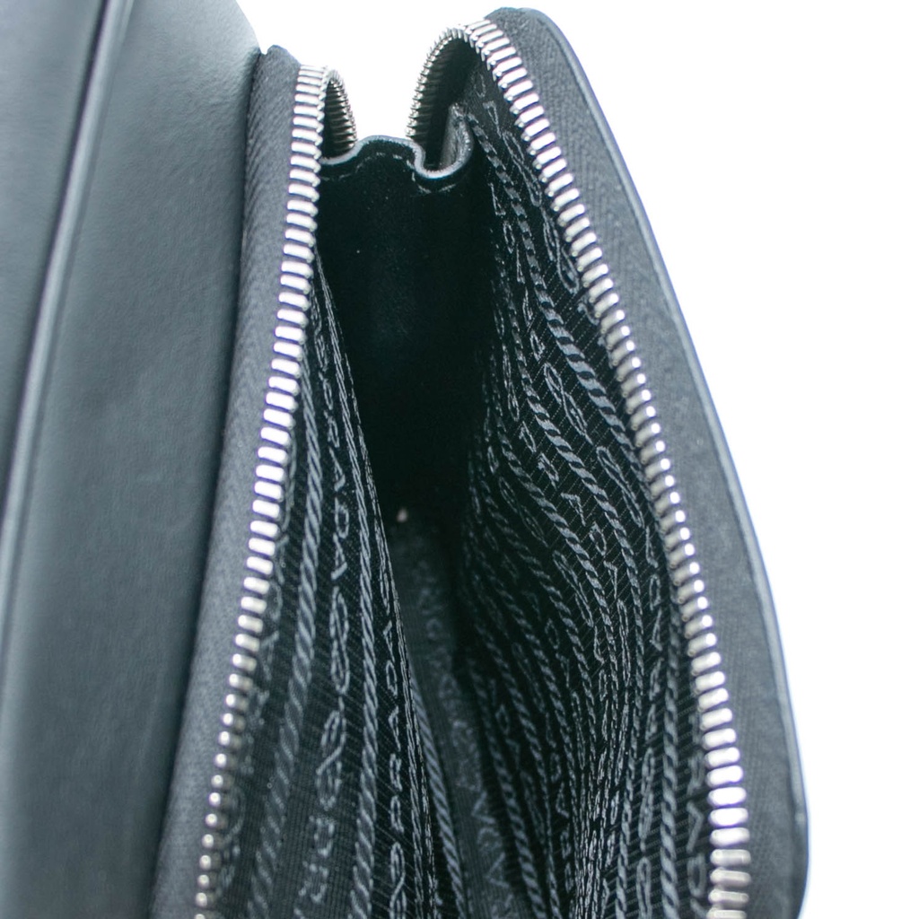 Prada Leather Shoulder Bag With Pouch Black 2VH168