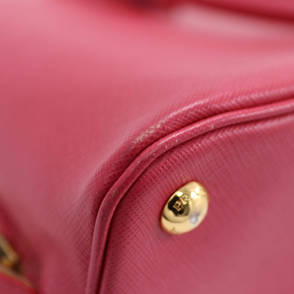 Prada Saffiano Small Galleria Double Zip Tote Fuxia